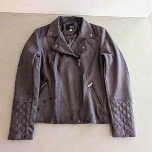 KUT FROM THE KLOTH Milana Faux Suede Drape Moto Jacket Brown Medium
